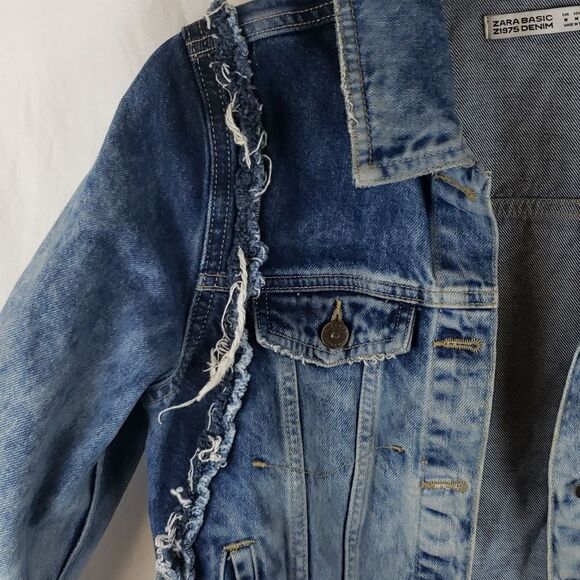 Zara Women's Medium Distressed Jean Jacket - Picture 3 of 15